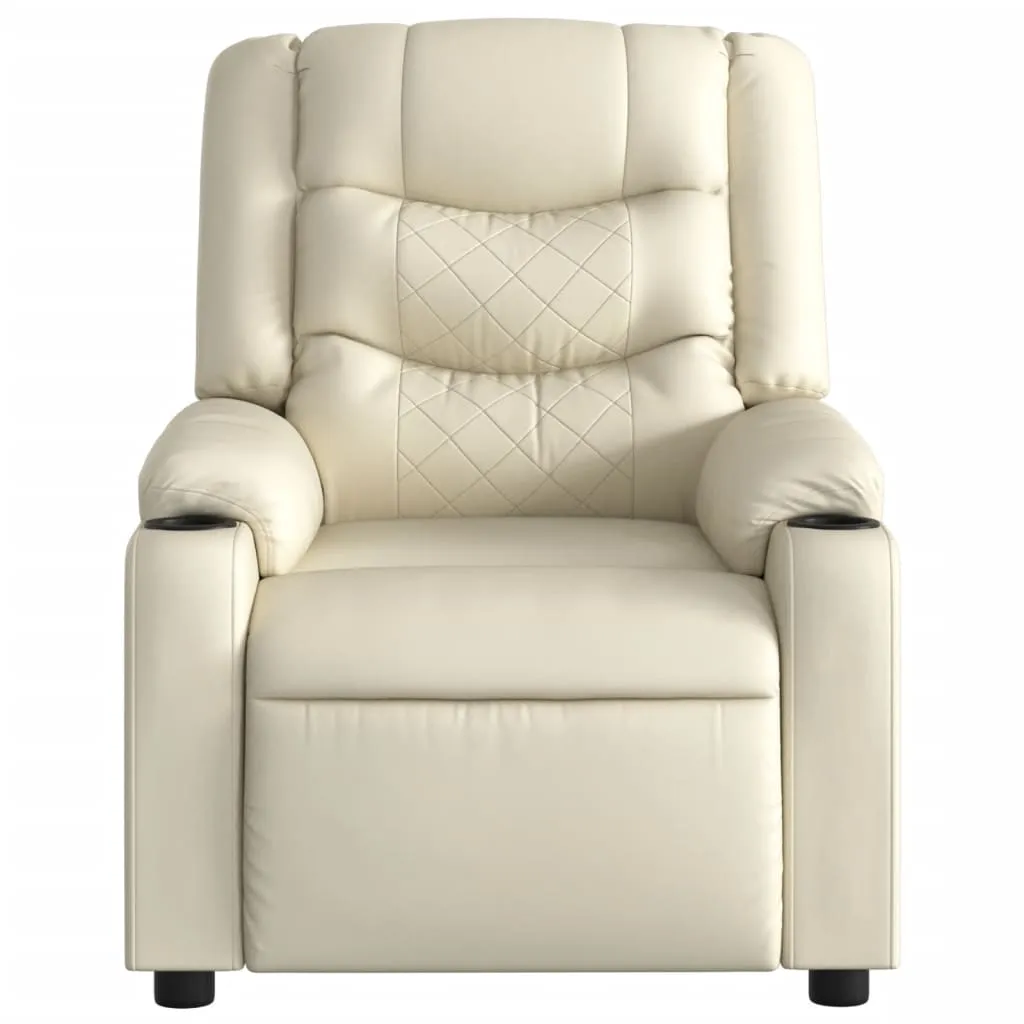 Massage Recliner Chair Cream Faux Leather
