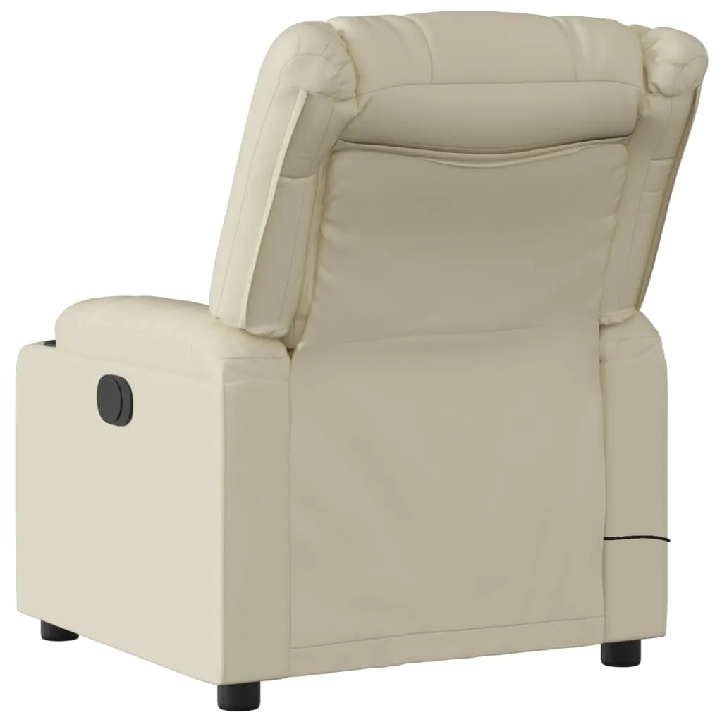 Massage Recliner Chair Cream Faux Leather