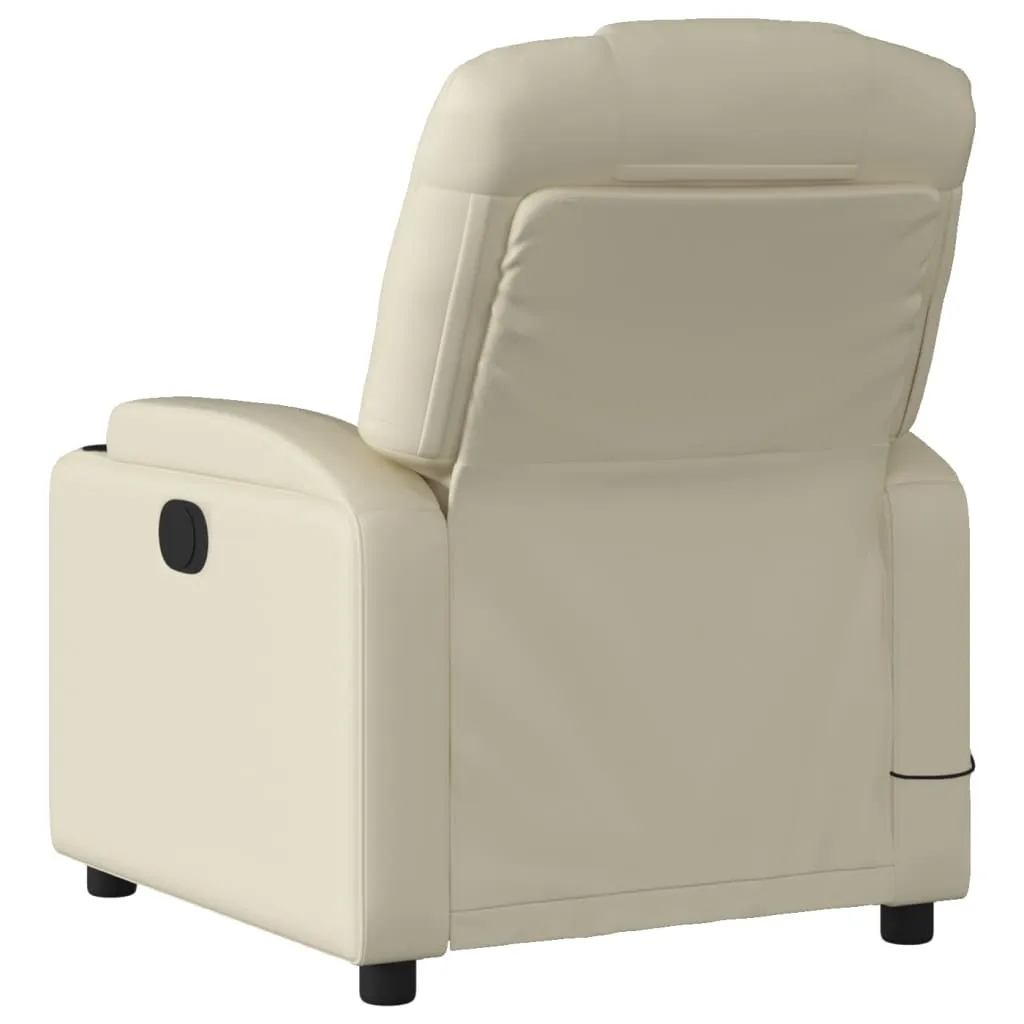 Massage Recliner Chair Cream Faux Leather