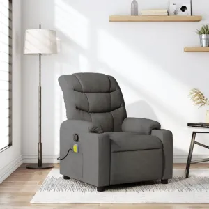 Massage Recliner Chair Dark Gray Fabric