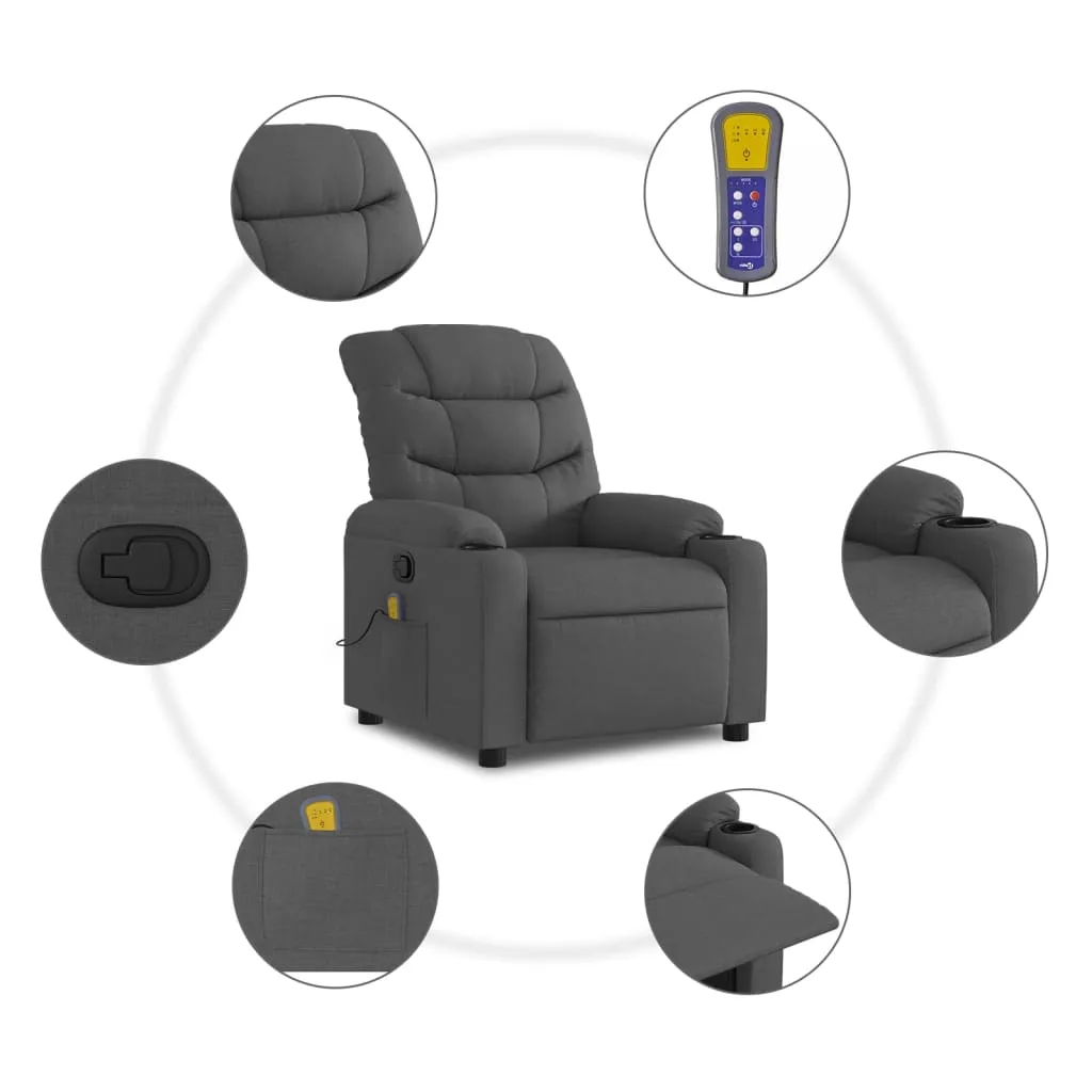 Massage Recliner Chair Dark Gray Fabric