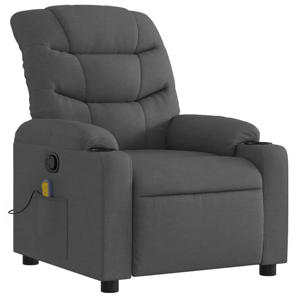 Massage Recliner Chair Dark Gray Fabric