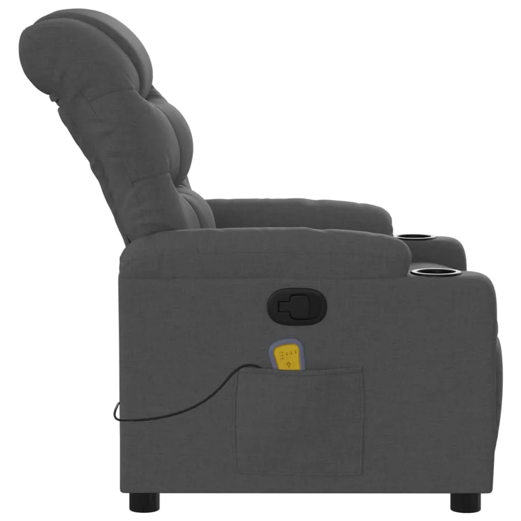 Massage Recliner Chair Dark Gray Fabric