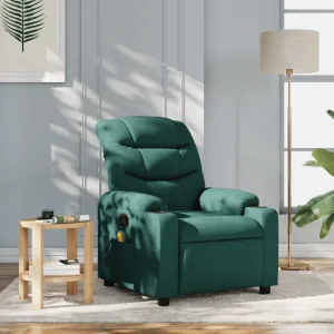 Massage Recliner Chair Dark Green Fabric