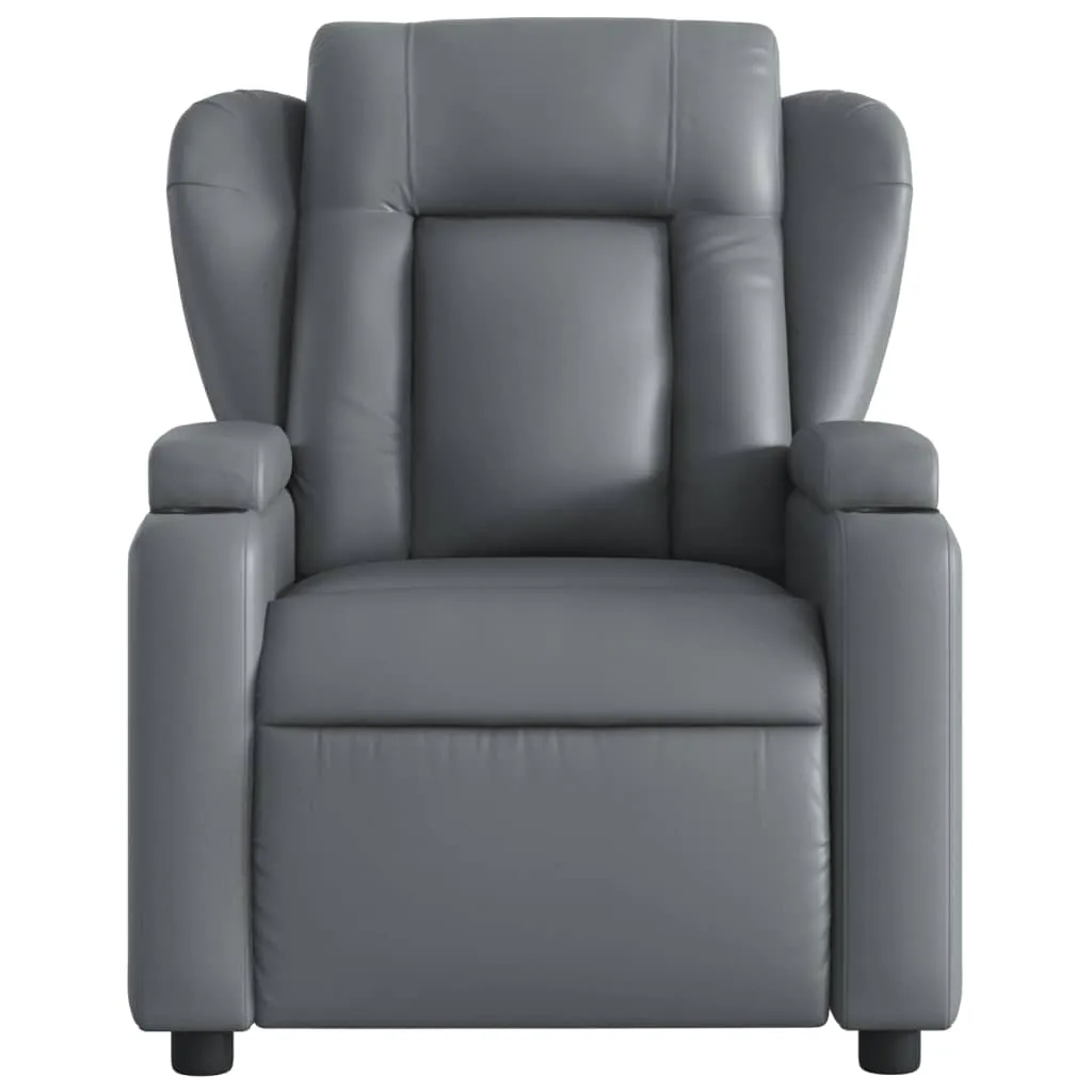 Massage Recliner Chair Gray Faux Leather