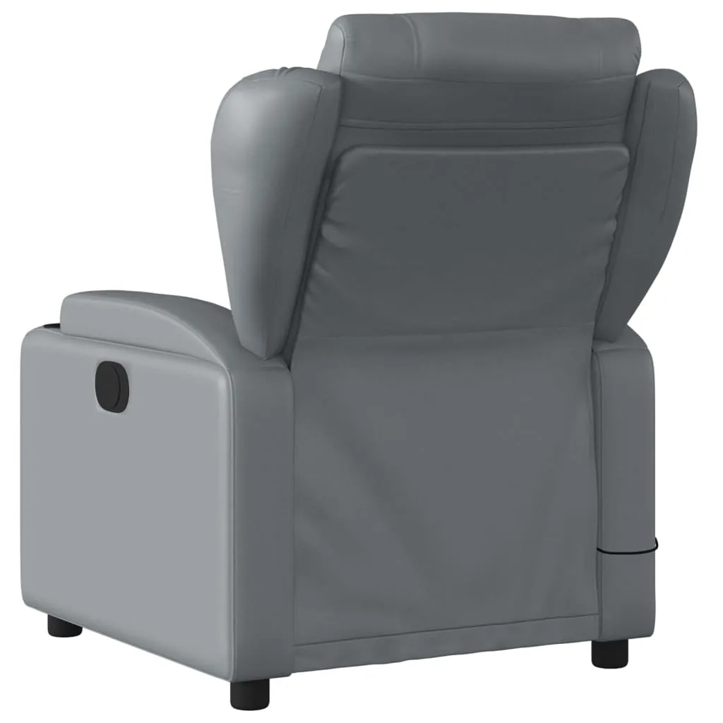 Massage Recliner Chair Gray Faux Leather