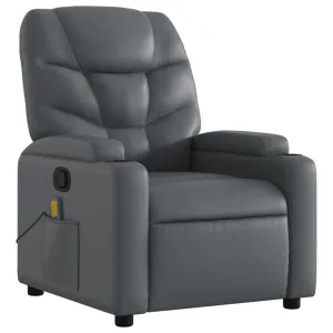 Massage Recliner Chair Gray Faux Leather