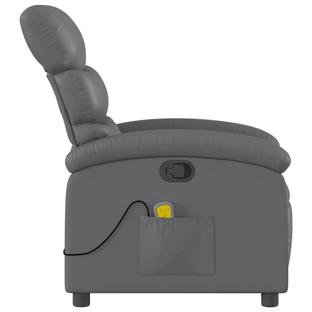 Massage Recliner Chair Gray Faux Leather