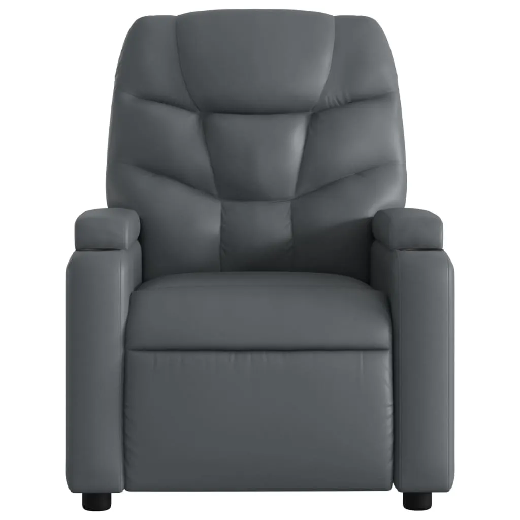 Massage Recliner Chair Gray Faux Leather