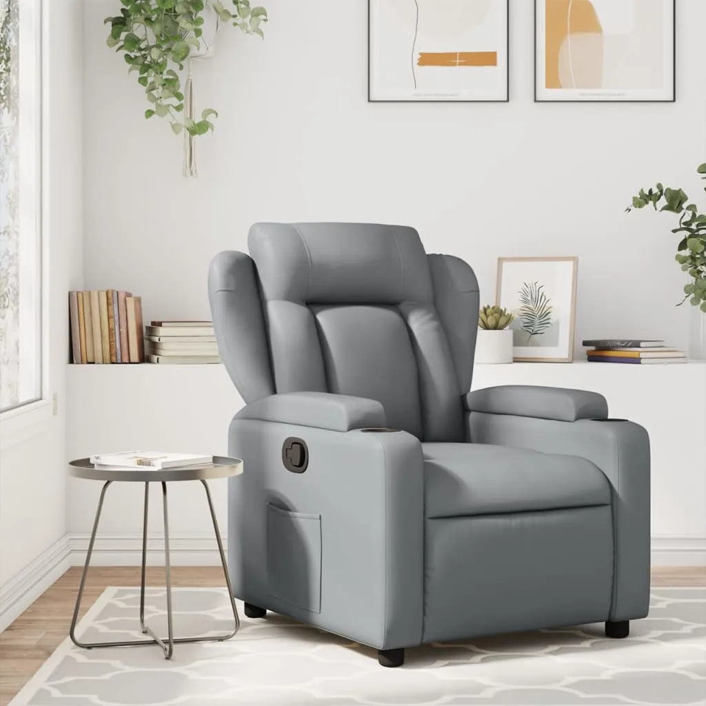 Massage Recliner Chair Gray Faux Leather