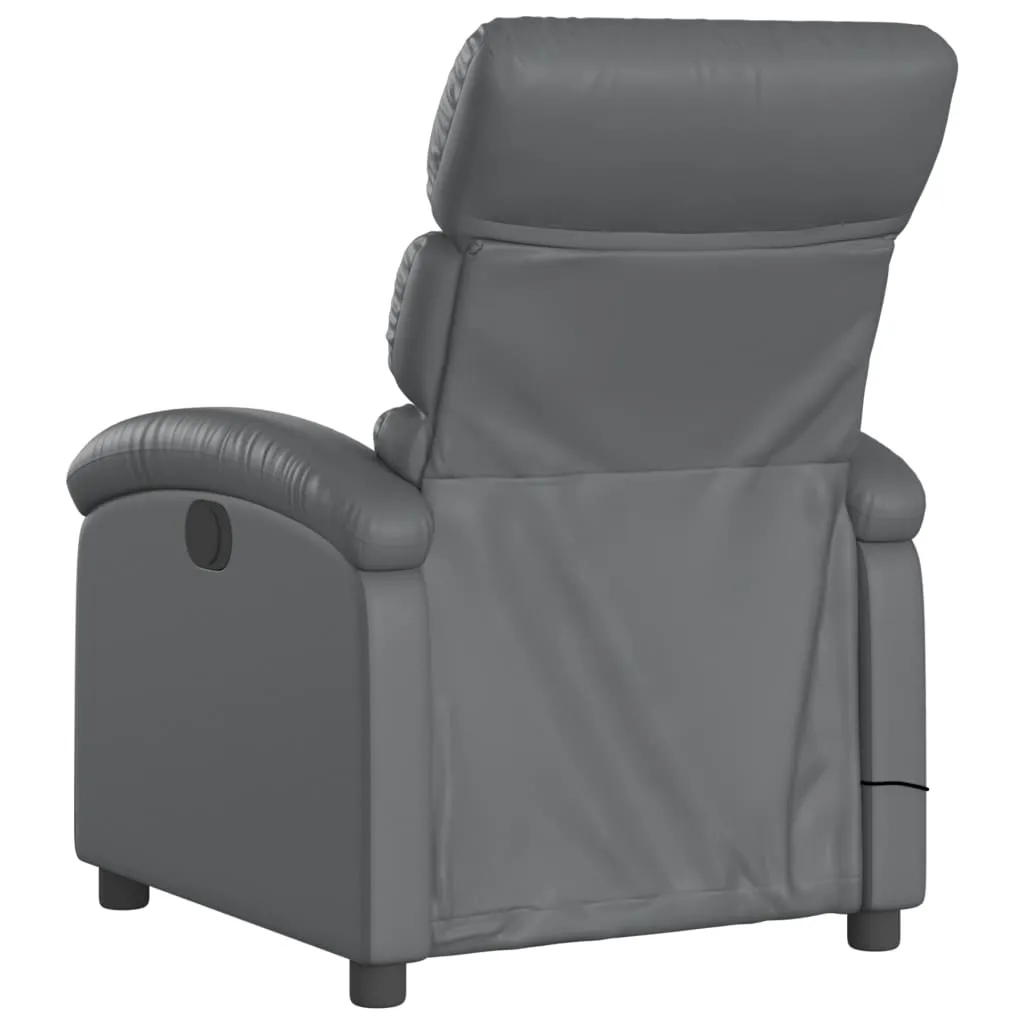Massage Recliner Chair Gray Faux Leather