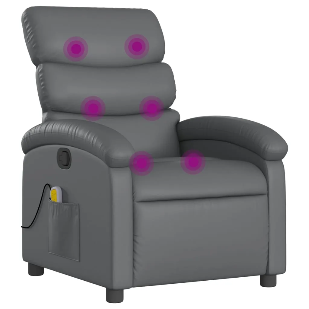 Massage Recliner Chair Gray Faux Leather