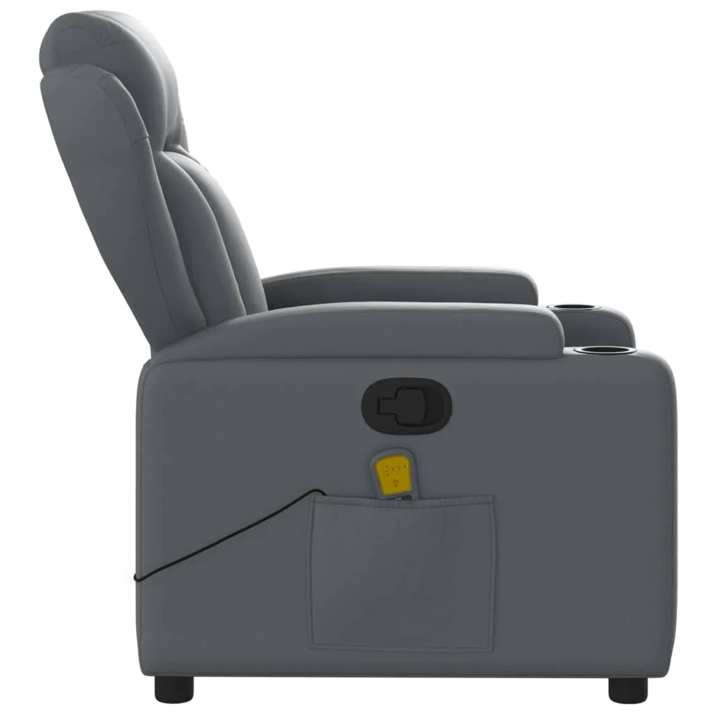 Massage Recliner Chair Gray Faux Leather