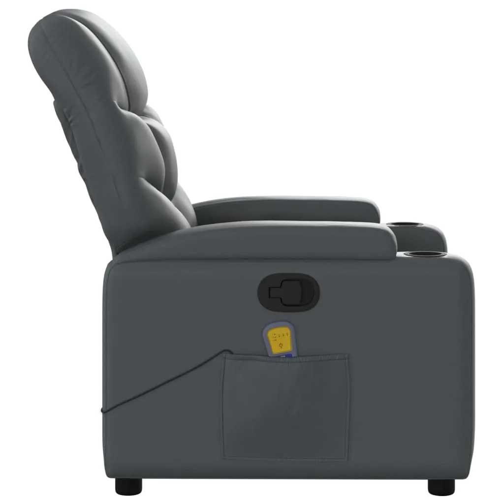 Massage Recliner Chair Gray Faux Leather