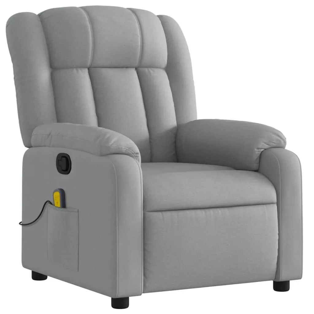 Massage Recliner Chair Light Gray Fabric