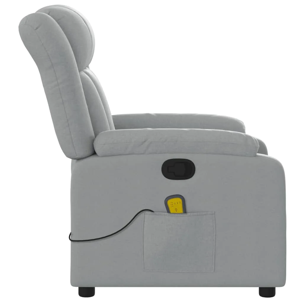 Massage Recliner Chair Light Gray Fabric