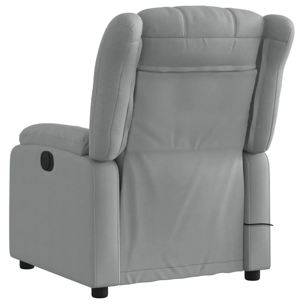 Massage Recliner Chair Light Gray Fabric