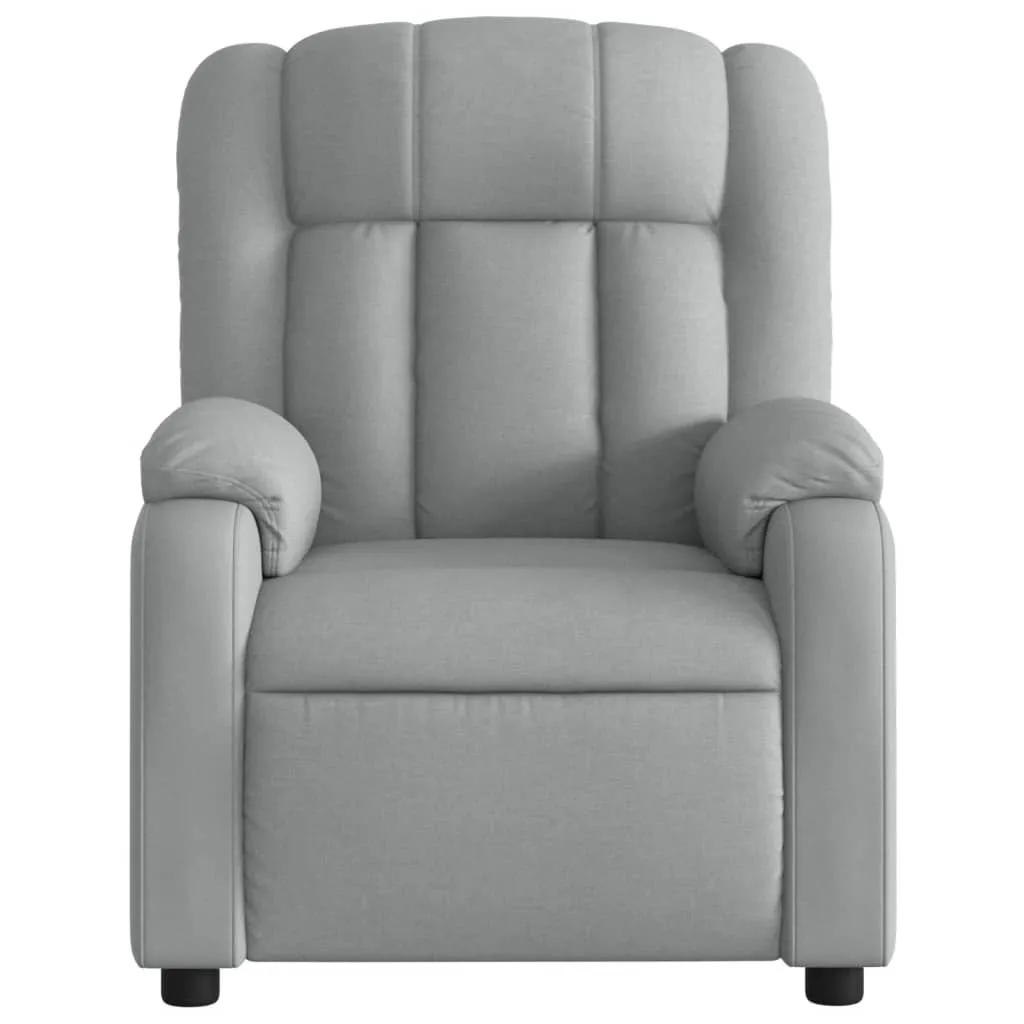 Massage Recliner Chair Light Gray Fabric