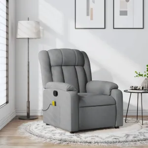Massage Recliner Chair Light Gray Fabric