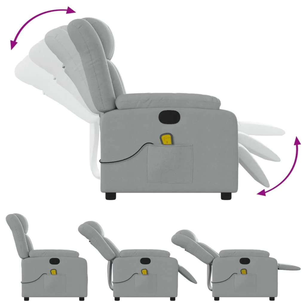 Massage Recliner Chair Light Gray Fabric