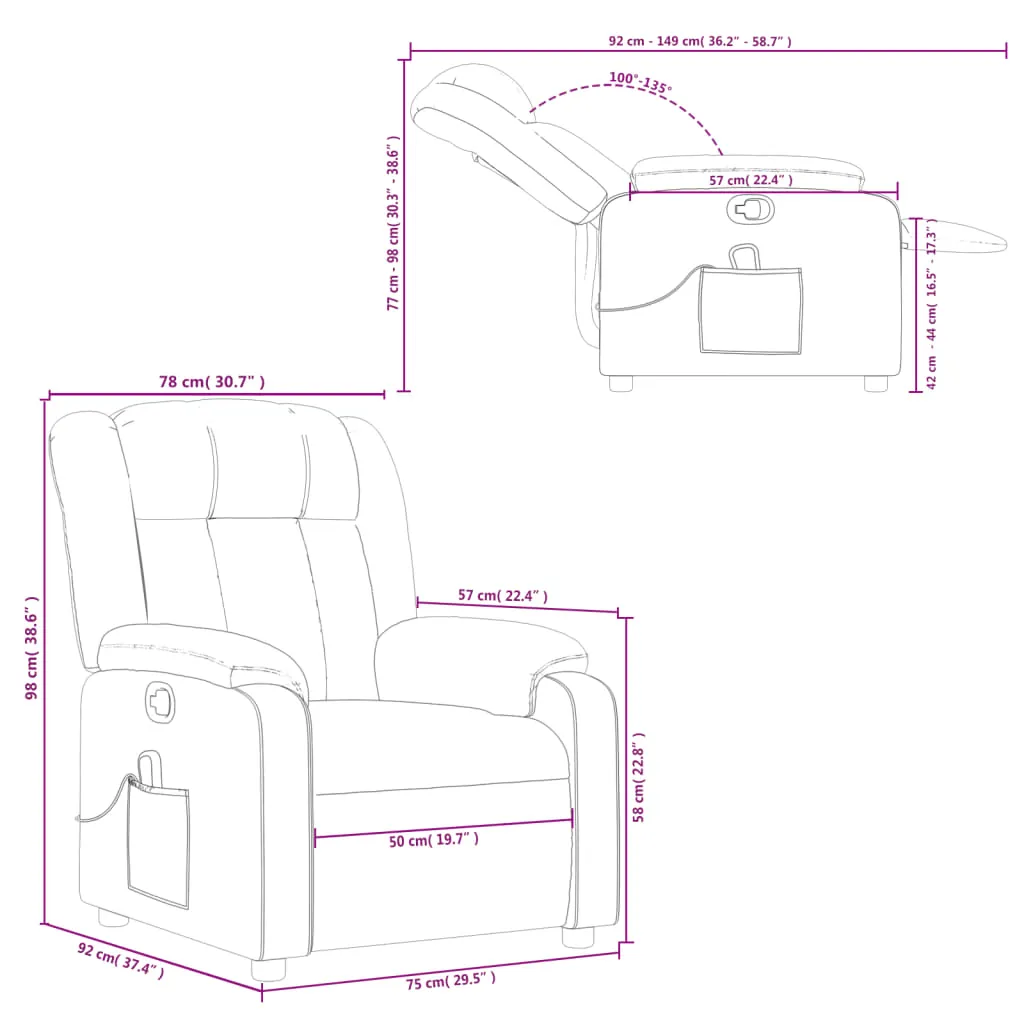 Massage Recliner Chair Light Gray Fabric