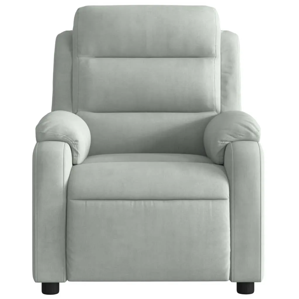 Massage Recliner Chair Light Gray Velvet