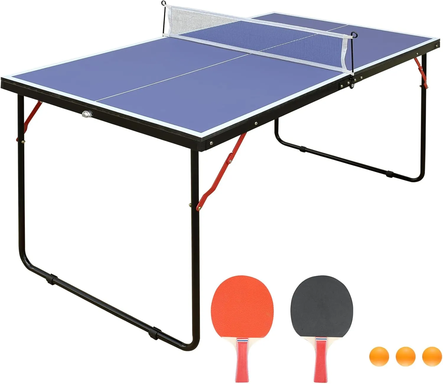 Maximize Fun with Foldable Table Tennis Table Set, Portable Design with Net and 2 Paddles, for Indoor and Outdoor Use, Blue