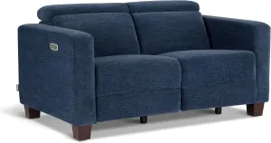 MCombo 62.2'' Wall Hugger Power Loveseat Recliner Sofa with Adjustable Headrest and USB & Type C Dual Charge Ports for Living Room, Office (Fabric, HL198) (Navy Blue)