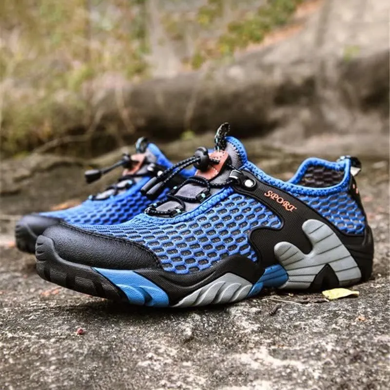 Men Women Breathable Mesh Hiking Shoes for Trekking Camping Aqua