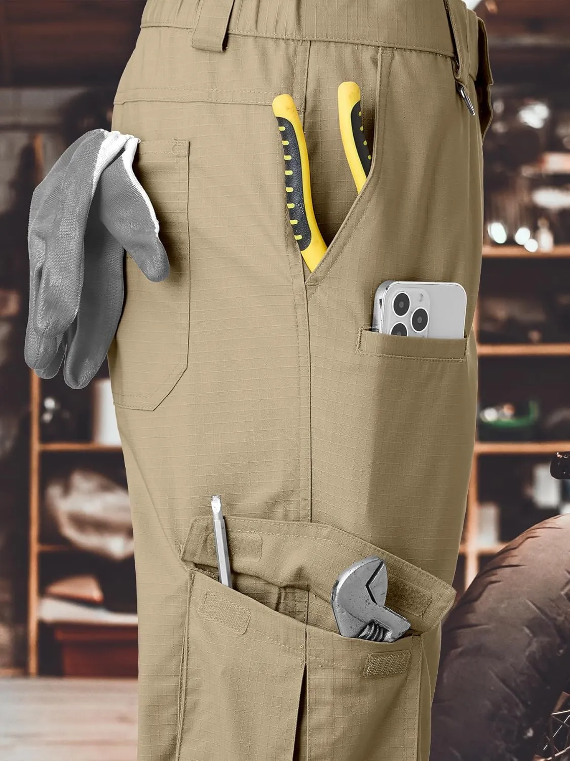 Men's Cargo Work Pants Water Resistant Tactical Pants 29"/31"/33" Lightweight Hiking Ripstop Pants Outdoor Apparel