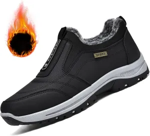 Men's Extra Wide Slip On Shoes,Winter Outdoor Hiking Trekking Orthopedic Trainers Waterproof Work Shoes Extra Wide Anti Slip Climbing Trails Shoes,Grey,41EU