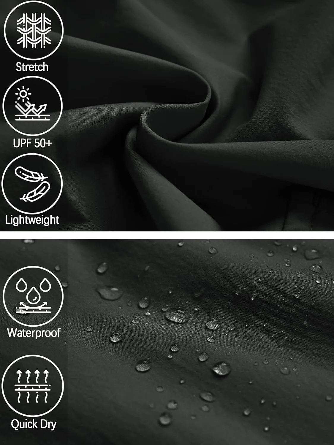 Mens Hiking Convertible Pants Waterproof Lightweight Quick Dry Zip Off Fishing Outdoor Cargo Work Trekking Trousers