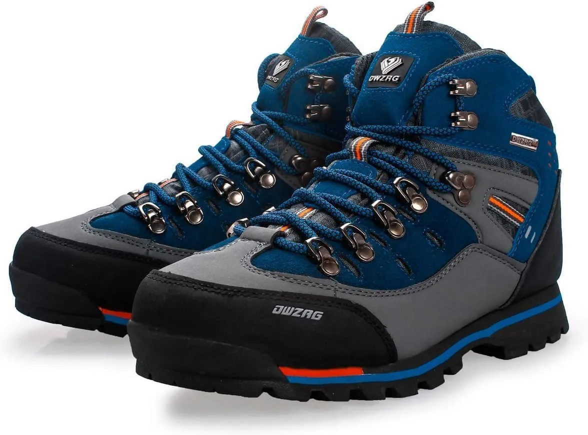 Men's Waterproof Leather mid Hiking Boots Outdoor Non-Slip Lightweight Trekking Sneakers