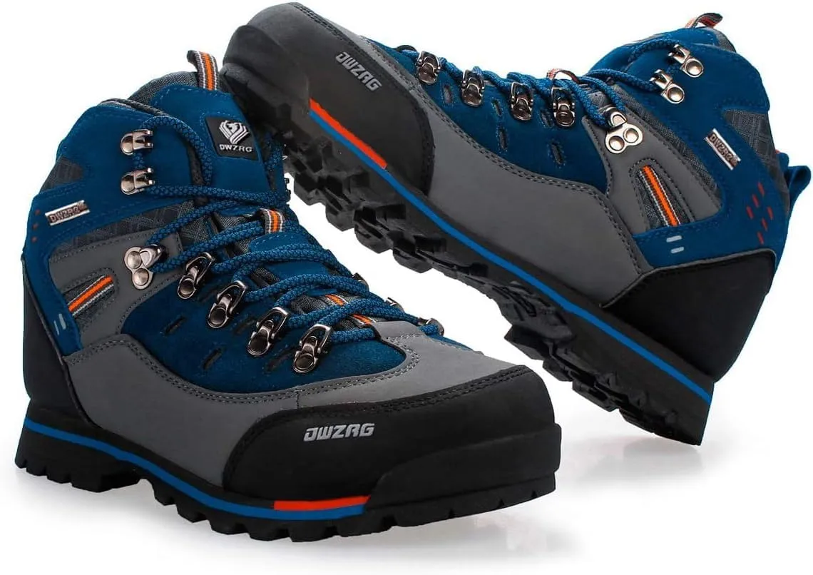 Men's Waterproof Leather mid Hiking Boots Outdoor Non-Slip Lightweight Trekking Sneakers