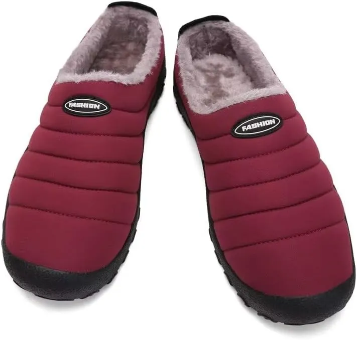 Men's Women's Indoor Outdoor Warm Velvet Winter Slippers for Home Street Walking