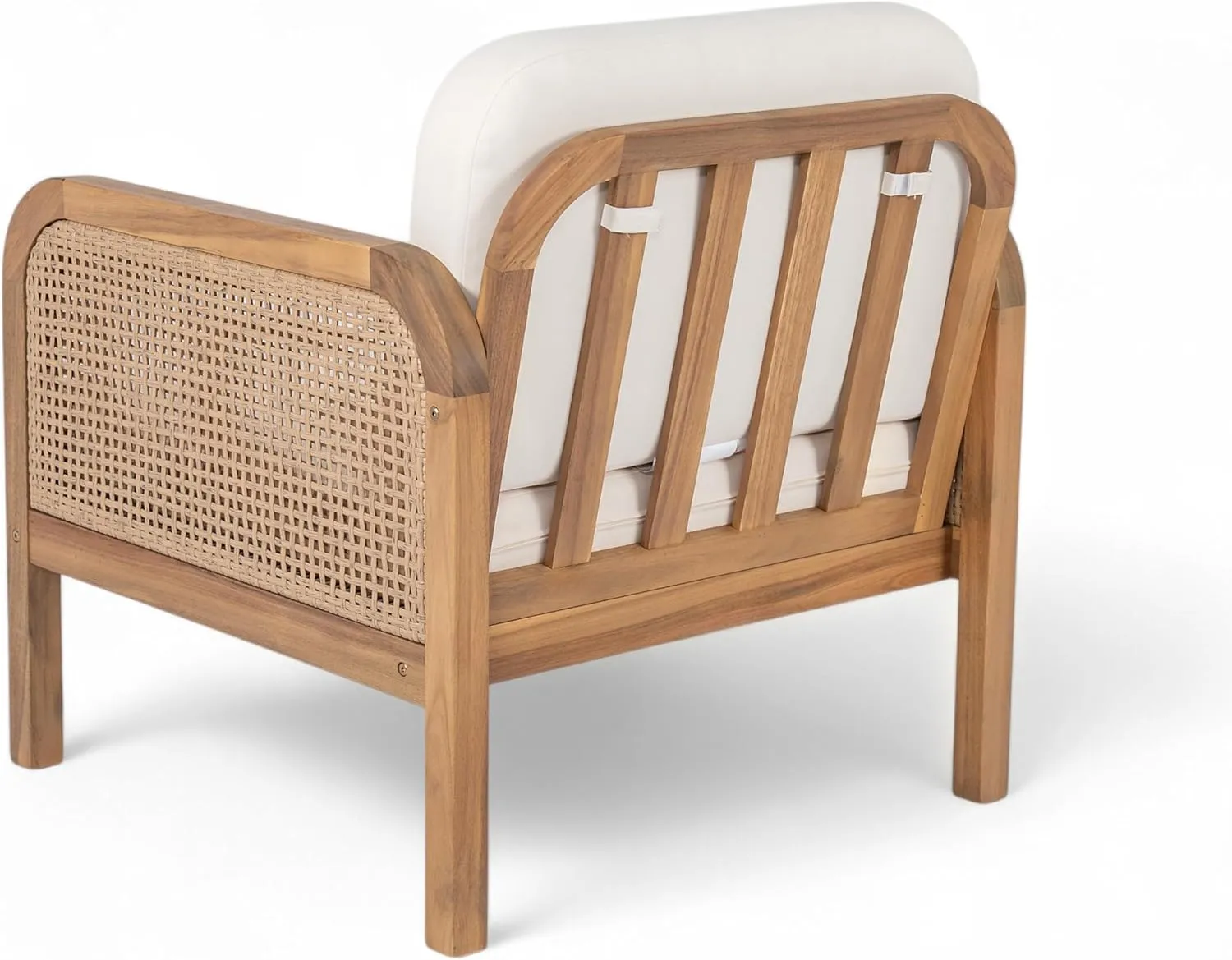 Merax Acacia Wood Patio Furniture Club Chair, Outdoor Wicker Armchair, Deep Seating with Soft Cushions for Porch, Garden, Backyard, Balcony