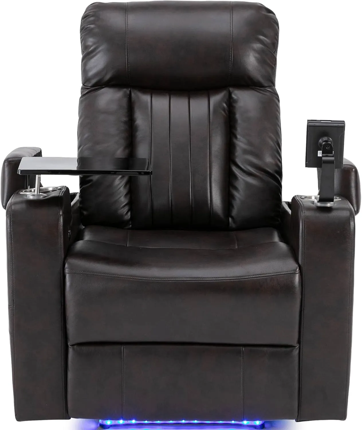Merax Electric Recliner Chair with USB Charge Port, Hidden Arm Storage, Home Theater Seating with 2 Convenient Cup Holders Design, 360° Swivel Tray Table, Cell Phone Stand (Brown2) (Brown2)