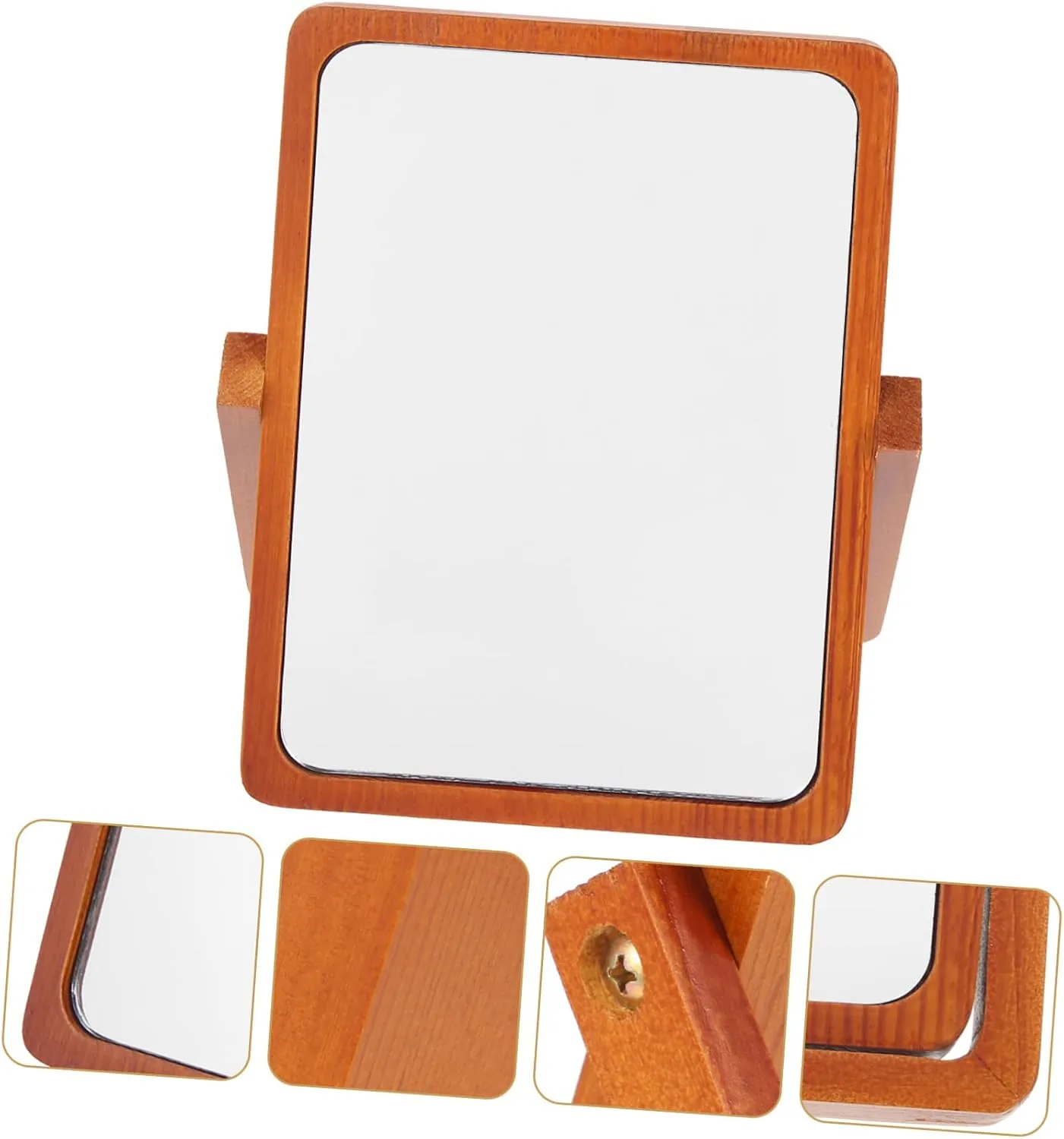 MERRYHAPY Portable Wooden Foldable Makeup Mirror Elegant Desktop Vanity Mirror for Home Office Use High Definition Stable Structure Compact Design for