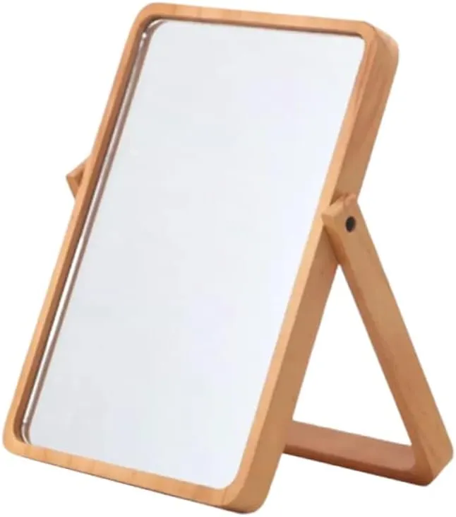MERRYHAPY Vanity Makeup Mirror Led Light Square Touch Control Foldable Mirror for Women Girls Perfect for Bathroom