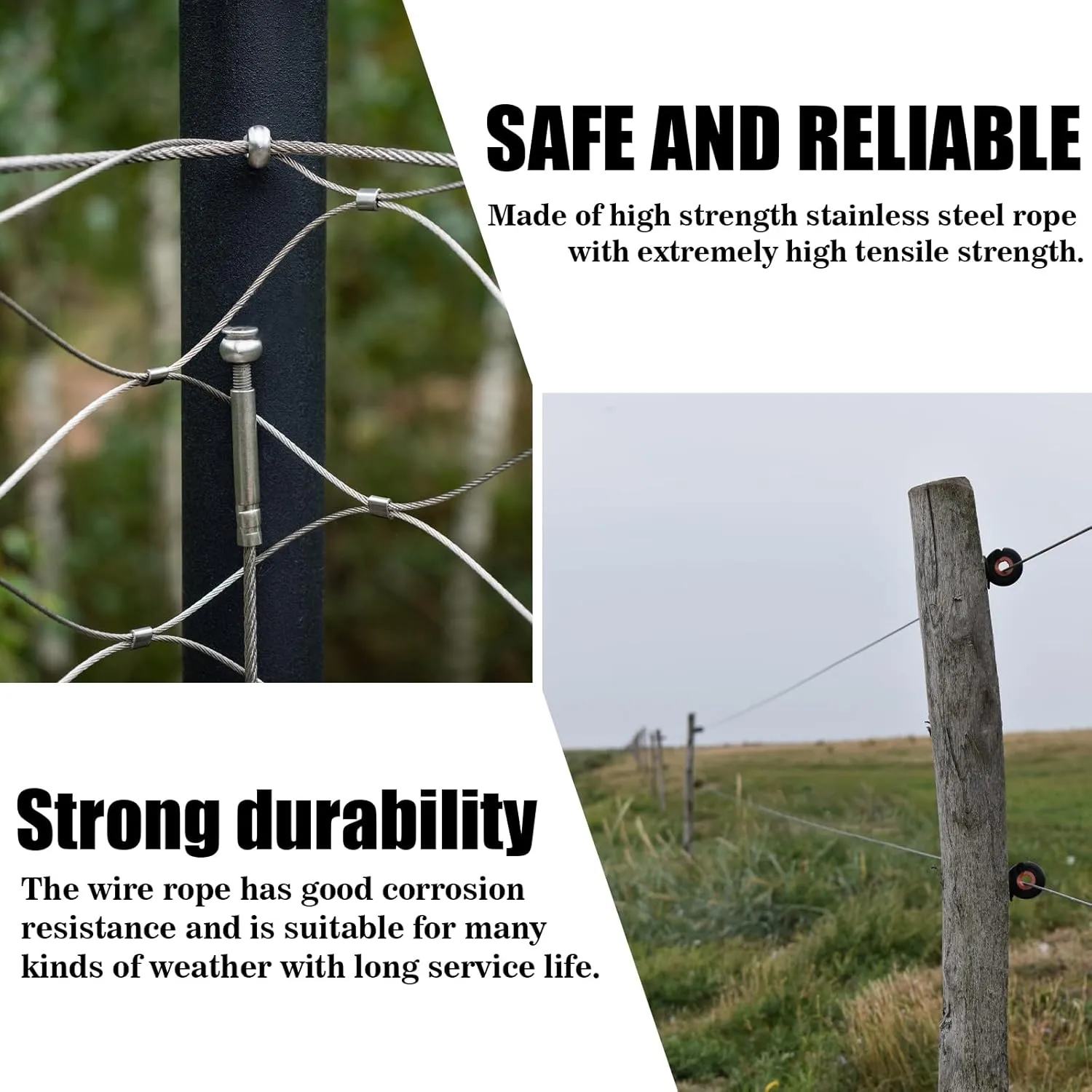Metal Wire 1/8 inch Stainless Steel Cable 50FT Length Aircraft Cable 7x7 Strand Core Picture Hanging Wire with 10 Pcs Thimbles and 20 Pcs Aluminum Sleeves