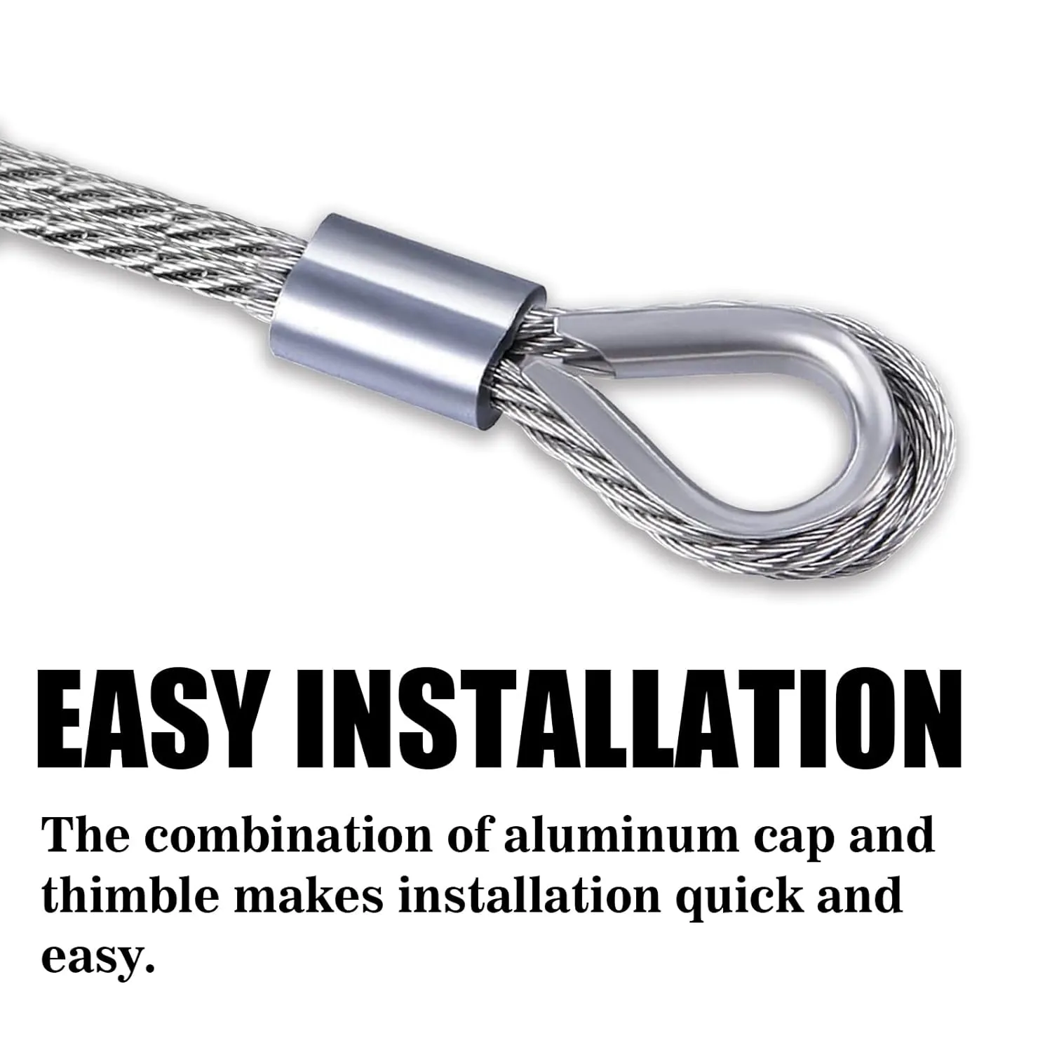Metal Wire 1/8 inch Stainless Steel Cable 50FT Length Aircraft Cable 7x7 Strand Core Picture Hanging Wire with 10 Pcs Thimbles and 20 Pcs Aluminum Sleeves