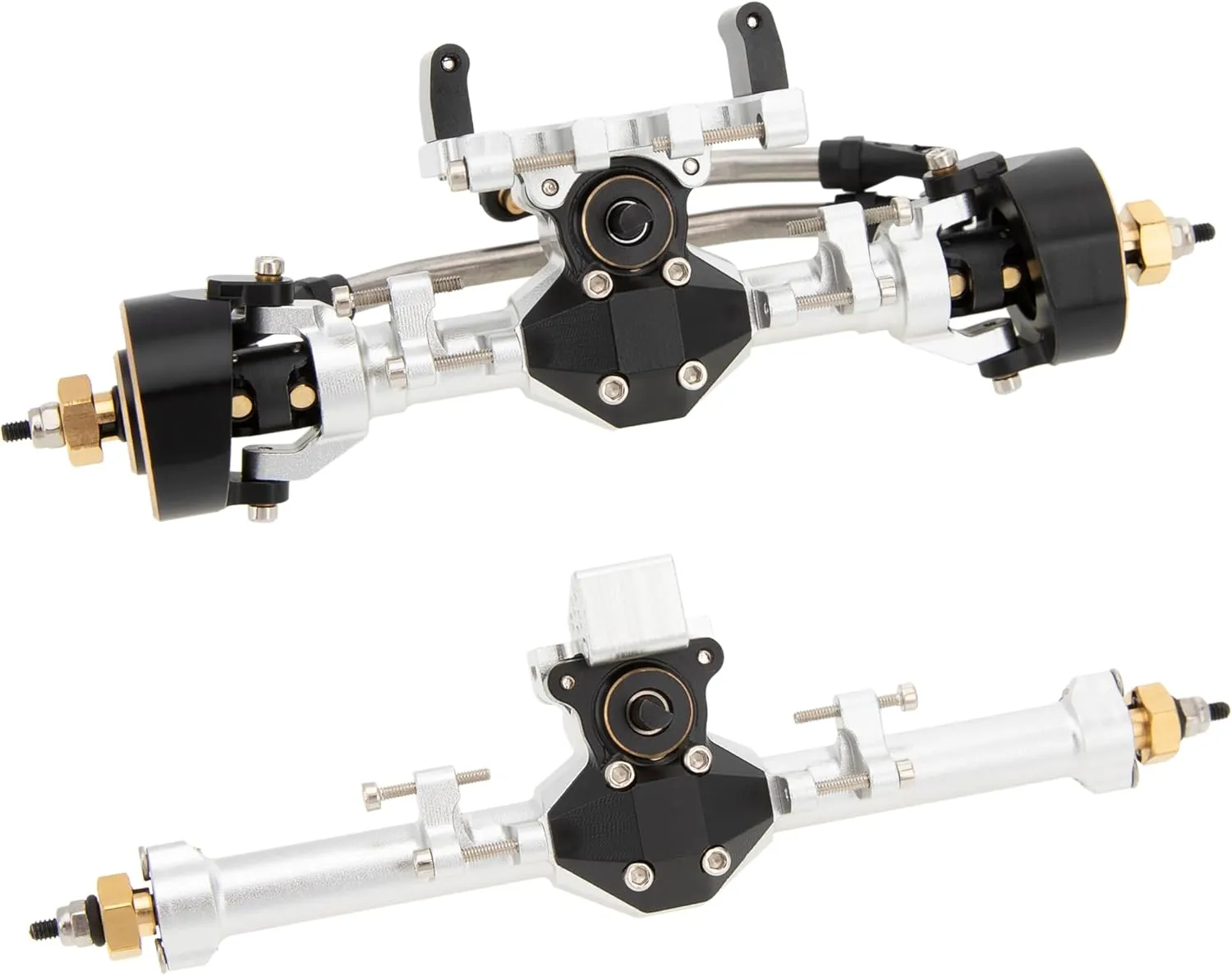 MEUS RACING SCX24 Axles Isokinetic 3-Section CVD 52° Max. Steering Angle  5mm Widened SCX24 Upgrades for Axial SCX24 Deadbolt C10 JLU Gladiator Bronco 1/24 RC Crawler (Front and Rear - Silver)