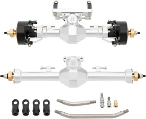 MEUS RACING SCX24 Axles Isokinetic 3-Section CVD 52° Max. Steering Angle  5mm Widened SCX24 Upgrades for Axial SCX24 Deadbolt C10 JLU Gladiator Bronco 1/24 RC Crawler (Front and Rear - Silver)
