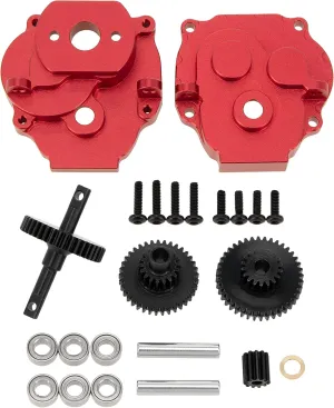 MEUS RACING TRX4M Complete Transmission Gearbox for Traxxas Defender/Bronco/K10/F150 1/18 RC Crawler Car Upgrades Parts, Red