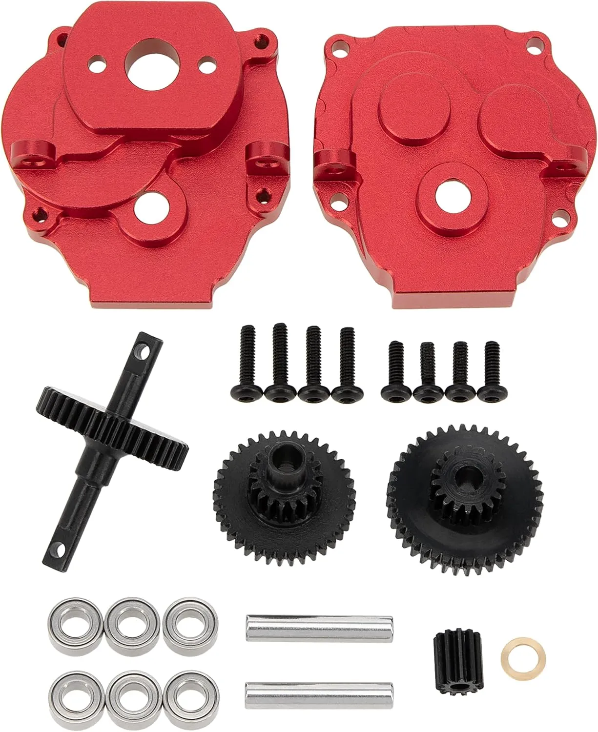 MEUS RACING TRX4M Complete Transmission Gearbox for Traxxas Defender/Bronco/K10/F150 1/18 RC Crawler Car Upgrades Parts, Red
