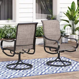 MFSTUDIO Swivel Patio Dining Chairs Set of 2, Outdoor Dining Chairs with Padded Textilene Fabric & Sturdy Metal Frame, All Weather Outdoor Sling Furniture Chairs for Deck, Bistro, Garden and Lawn