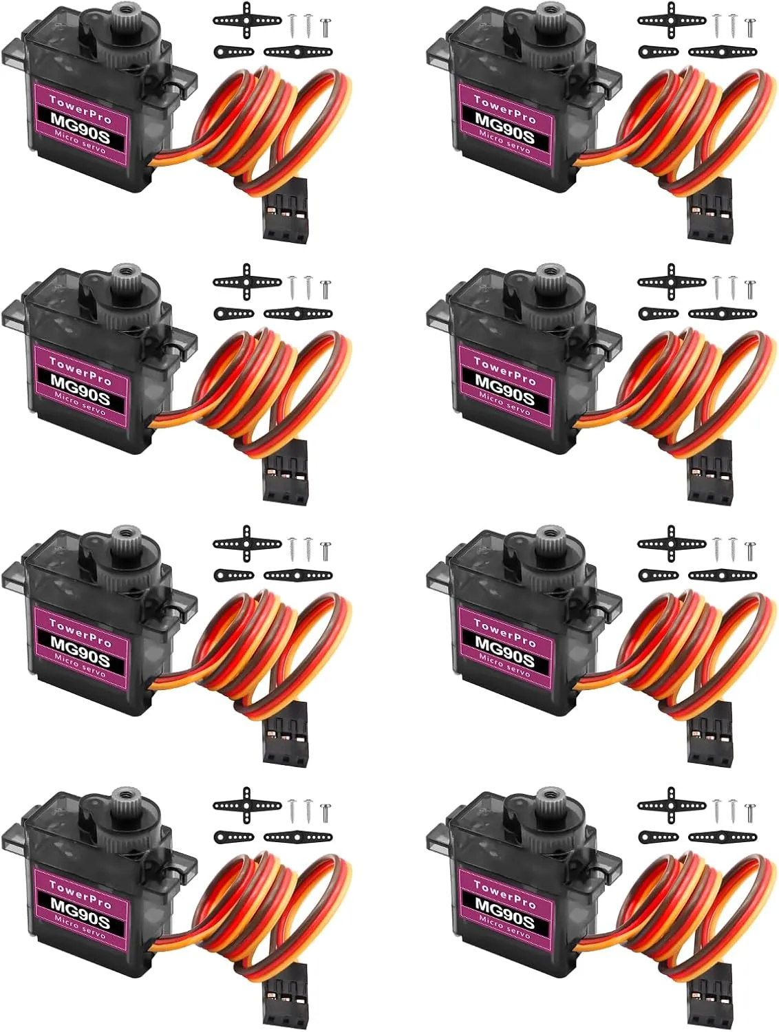 MG90S Micro Servo Motor Kit AYWHP 8 Pcs MG90S Servo Metal Gear Micro Servo for RC Helicopter/Car/Boat Micro Plane Mini Servos for Arduino Project(Servo Control Angle 0-180°)