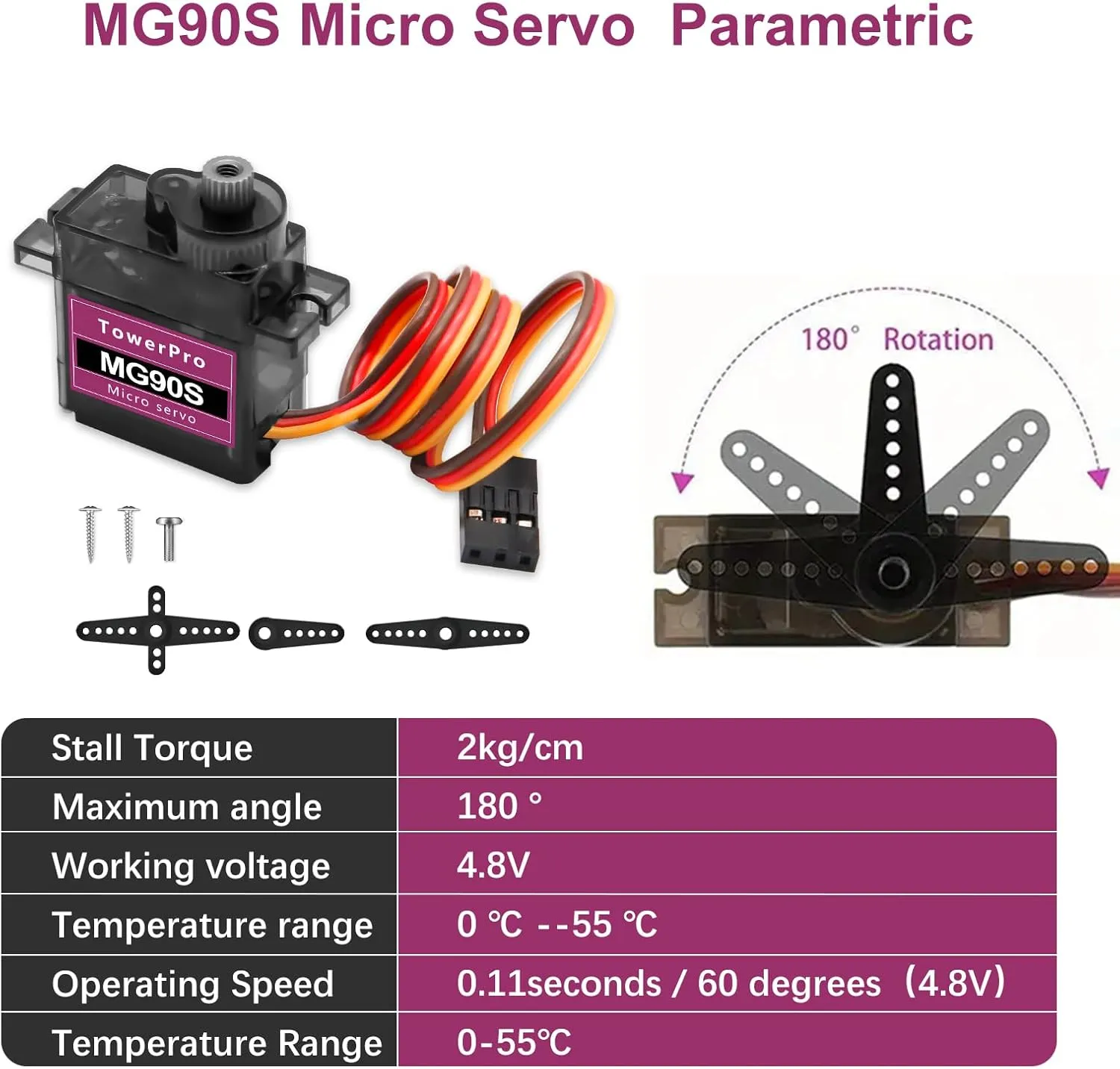 MG90S Micro Servo Motor Kit AYWHP 8 Pcs MG90S Servo Metal Gear Micro Servo for RC Helicopter/Car/Boat Micro Plane Mini Servos for Arduino Project(Servo Control Angle 0-180°)