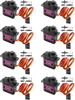 MG90S Micro Servo Motor Kit AYWHP 8 Pcs MG90S Servo Metal Gear Micro Servo for RC Helicopter/Car/Boat Micro Plane Mini Servos for Arduino Project(Servo Control Angle 0-180°)