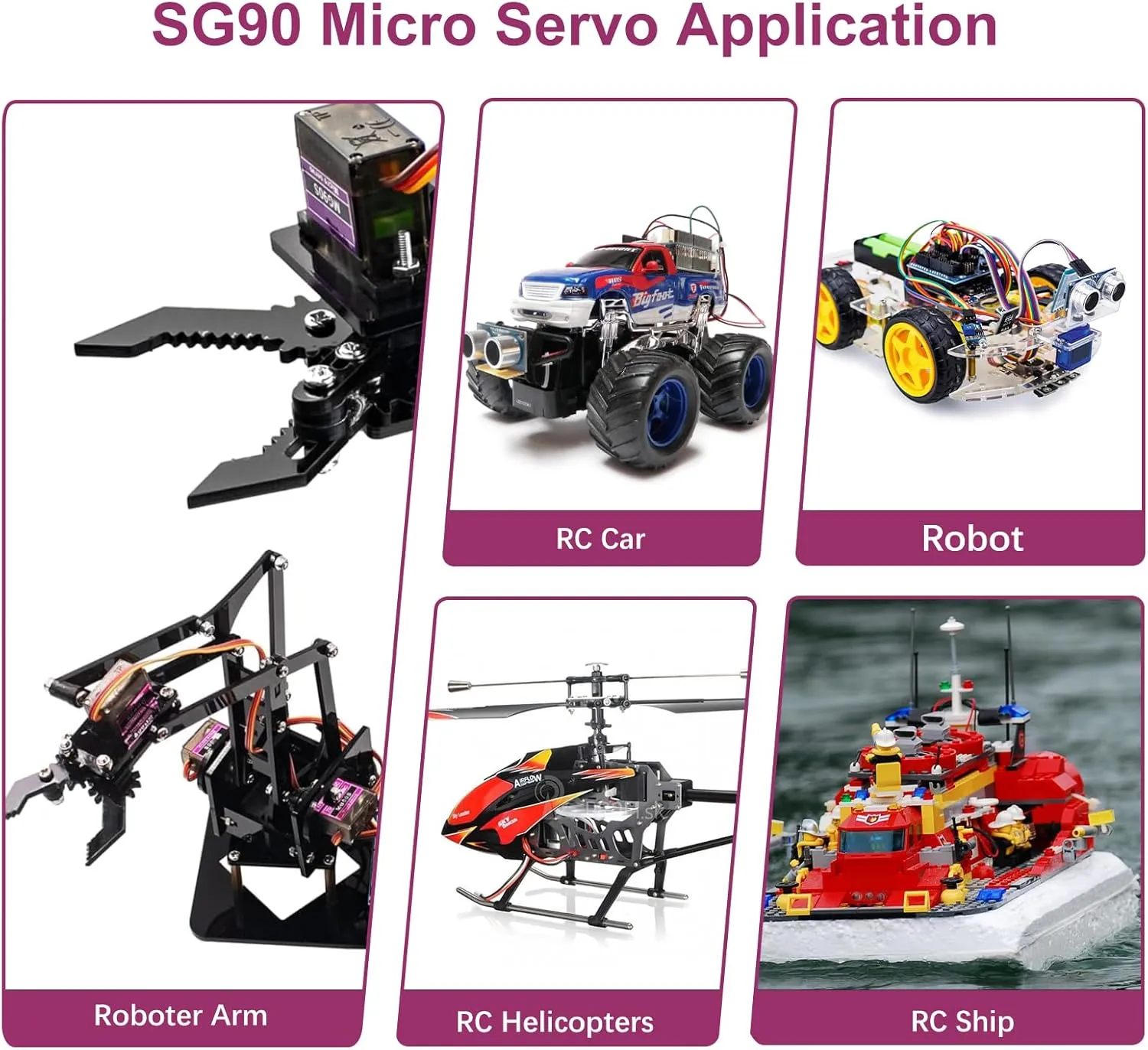 MG90S Micro Servo Motor Kit AYWHP 8 Pcs MG90S Servo Metal Gear Micro Servo for RC Helicopter/Car/Boat Micro Plane Mini Servos for Arduino Project(Servo Control Angle 0-180°)